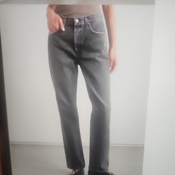 Agolde Riley High Rise Straight Crop Jeans in Charcoal Size 29 - Picture 8 of 8